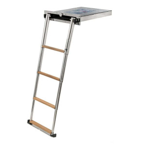 Top Line step teak foldaway ladder