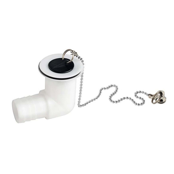 Sink drain white nylon bent 90