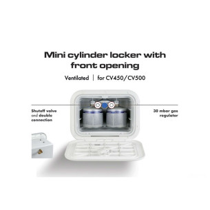 Mini plastic locker suitable for housing two CV 500 cylinders, ventilated, with front opening