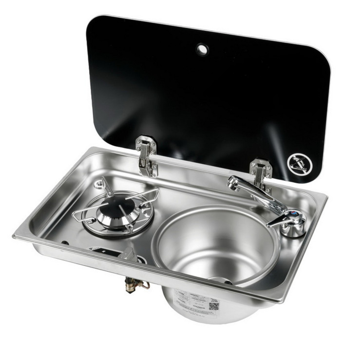 Builtin hob  sink w glass cover and mixer