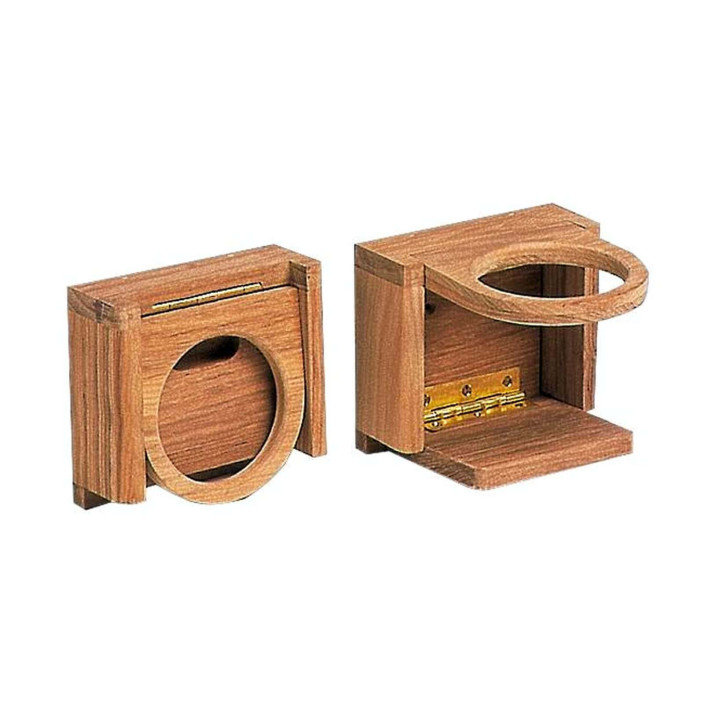 Teak wall glass holder