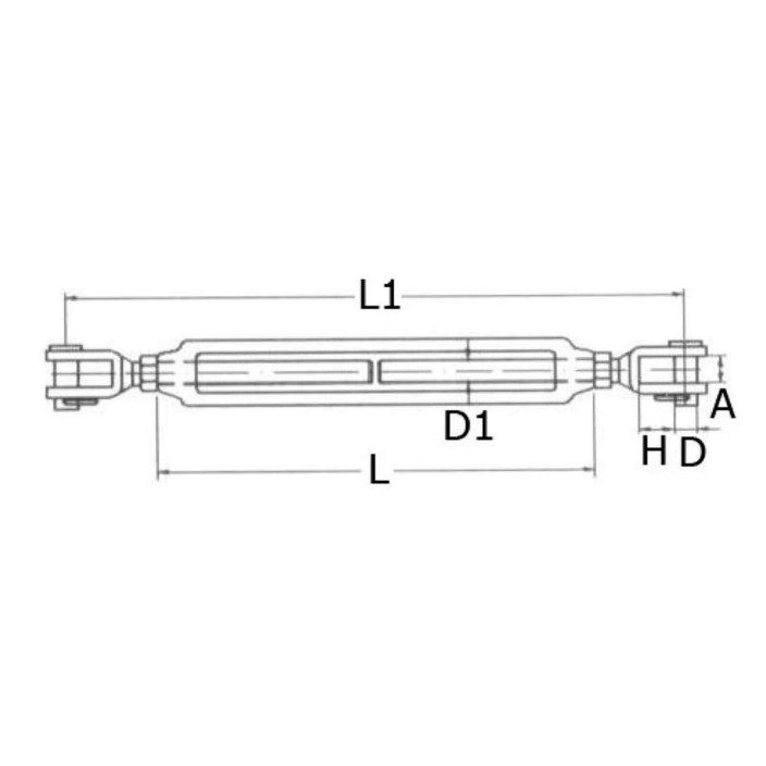 Turnbuckle two fixed jaws AISI 316