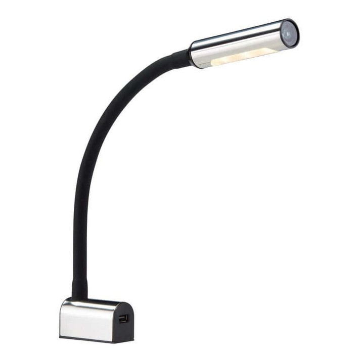 Articulated reading LED spotlight SS  black silicone