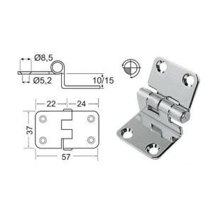 Cerniera inox 57x37x10 mm