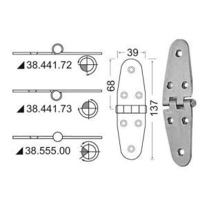 Cerniera inox sporgente 137x39 mm