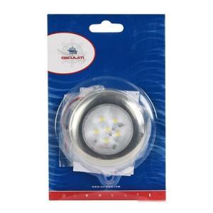 Luce di cortesia rotonda ghiera inox 6 led blu